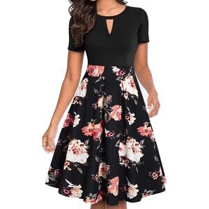 NWT Yathon Casual Swing Dress With Pockets Floral Flared A-line XL